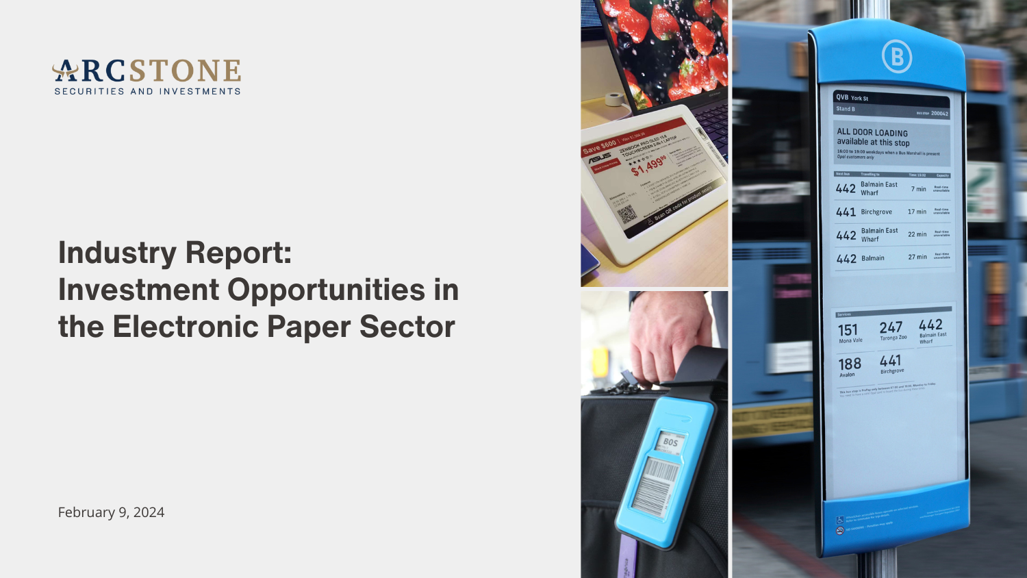 ArcStone Industry Report - Investment Opportunities in the Electronic Paper Sector